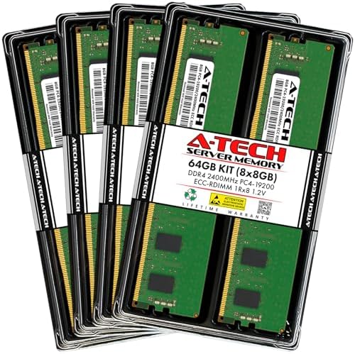 A-Tech 64GB Kit (2x32GB) DDR4 2400MHz PC4-19200 ECC RDIMM 2Rx4 Dual Rank 1.2V ECC Registered DIMM 288-Pin Server & Workstation RAM Memory Upgrade Modules (A-Tech Enterprise Series)|B081VVMT8Y