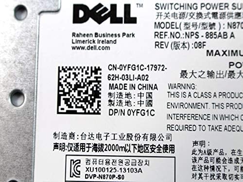 Dell PE T610/R710 870W Power Supply (YFG1C)|B07F6ZP85R