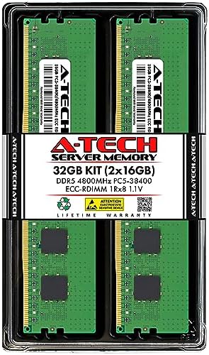 A-Tech 32GB Kit (2x16GB RAM for Dell PowerEdge HS5620, MX760c, R660xs, R6625, R760, R760xa, R760xs, R7615, T560, XE8640 | DDR5 4800MHz PC5-38400 EC8 RDIMM 1Rx8 ECC Registered Server Memory Upgrade