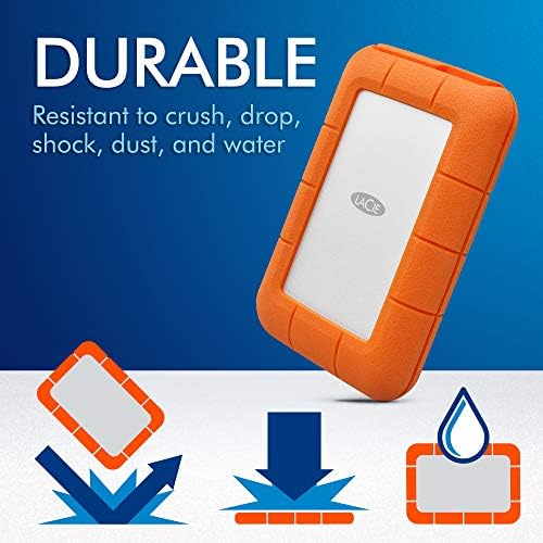 LaCie Rugged Thunderbolt USB-C 5TB External Hard Drive Portable HDD – USB 3.0 compatible, Drop Shock Dust Water Resistant, 1 Mo Adobe CC (STFS5000800)|B0727PN9ZX