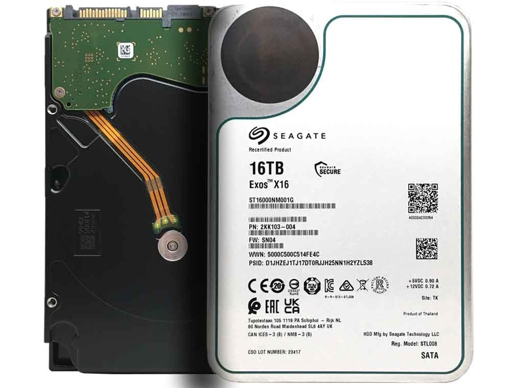 Seagate (Recertified) Exos X16 16TB 7200 RPM SATA 6Gb/s 256MB Cache 3.5-Inch Internal Data Center HDD Enterprise Hard Drive (ST16000NM001G)