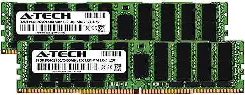 A-Tech 64GB Kit (2x32GB DDR4 2400MHz PC4-19200 ECC LRDIMM 4Rx4 Quad Rank 1.2V Load Reduced DIMM 288-Pin Server RAM Memory Upgrade Modules (A-Tech Enterprise Series