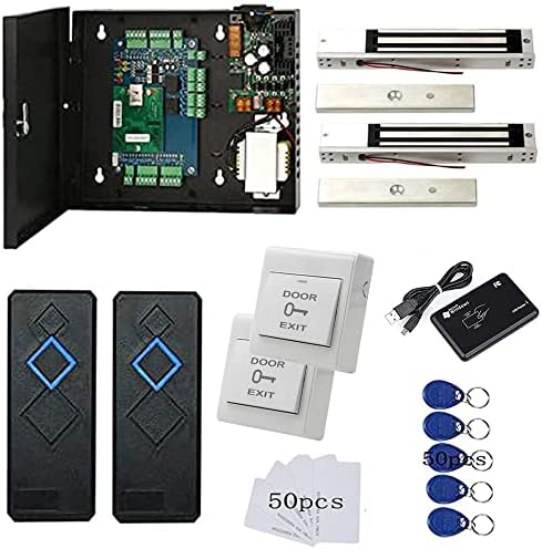MENGQI-CONTROL TCP/IP 4 Door Entry Access Control Panel Kit Electric Strike Fail Secure NO Mode Lock Enroll RFID USB Reader 110-240V Power Supply Box RFID Reader Phone APP remotely Open Door