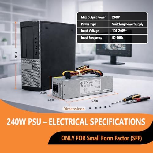 H240AS-01 H240AS-00 L240AS-00 2TXYM 3WN11 240W Optiplex 7010 SFF Power Supply for Dell Optiplex 390 790 960 990 3010 9010 Small Form Factor Systems CCCVC 3RK5T ac240as-00 D240ES-00|B07C7CVM4M