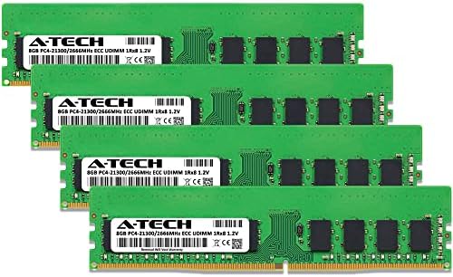 A-Tech 32GB Kit (4x8GB RAM for Dell PowerEdge R230, R240, R330, R330 XL, R340, R350, T130, T140, T30, T330, T340 | DDR4 2666MHz PC4-21300 ECC-UDIMM 1Rx8 ECC Unbuffered Server Memory Upgrade
