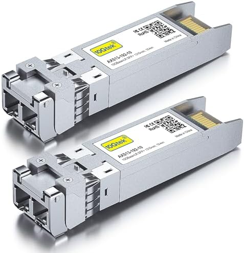 10Gtek 10GBase-SR SFP+ LC Transceiver, 10G 850nm Multimode SFP Module, up to 300 Meters, for Cisco SFP-10G-SR, Meraki MA-SFP-10GB-SR, Ubiquiti UniFi UF-MM-10G, Fortinet, Mikrotik and More, Pack of 10|B00ZCDDOPS