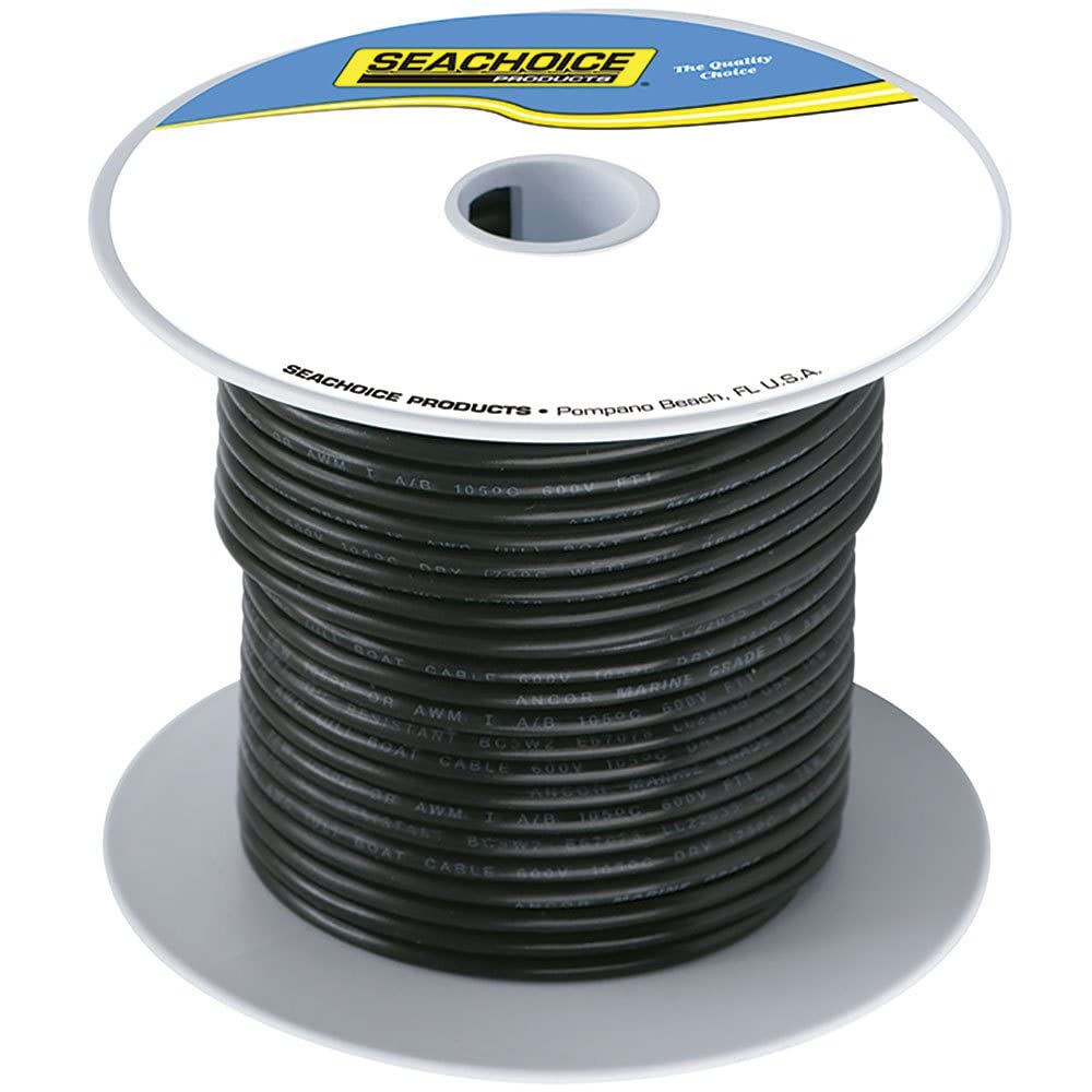 Seachoice 50-63121 Tinned Copper Marine Wire, 16 AWG, Black, 100'