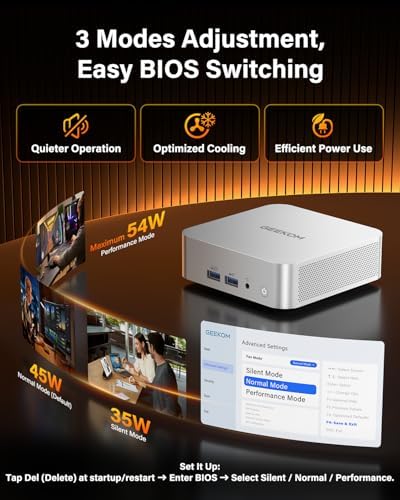 GEEKOM A8 Mini PC with AMD Ryzen 7 8745HS (Beats 6800H), 16GB DDR5 RAM (Upgradable, Not LPDDR) 1TB NVMe SSD, Windows 11 Pro Desktop Computer for Home&Business, USB4, SD Slot, 8K | WiFi 6E, 2.5G LAN|B0F5VY7B9S