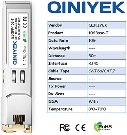 [2 Pack] 1.25/2.5/5/10G SFP+ to RJ45 Transceiver, Copper SFP+ Module, Cat.6a/7, up to 30m, for Cisco SFP-10G-T-S, MikroTik S+RJ10, Ubiquiti UF-RJ45-10G, Netgear AXM765, Netgear, TP-Link, Fortinet|B0BZPD68R7