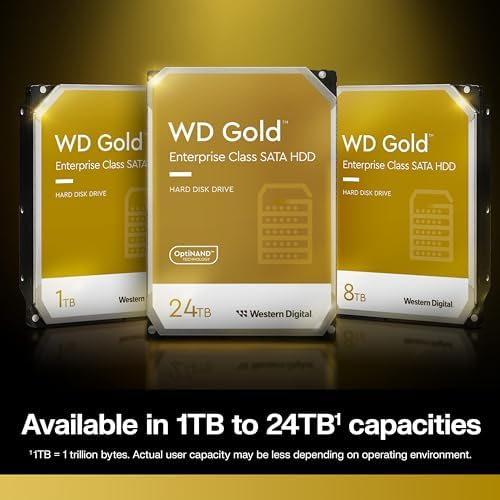 Western Digital 24TB WD Gold Enterprise Class SATA Internal Hard Drive HDD - 7200 RPM, SATA 6 Gb/s, 512 MB Cache, 3.5" - WD242KRYZ|B0DMB8BV8V