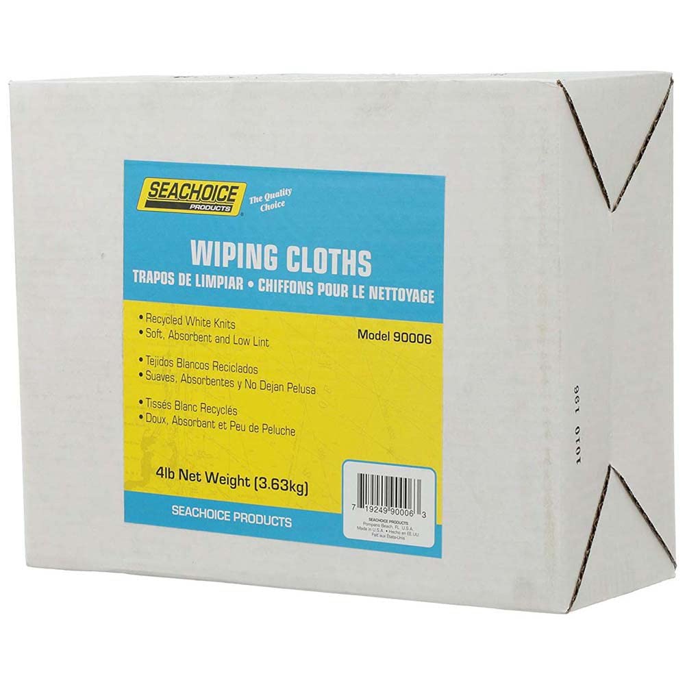 Seachoice 7402-SS05-SC 90006 Recycled White Knits Wiping Cloths, 4-lb. Box