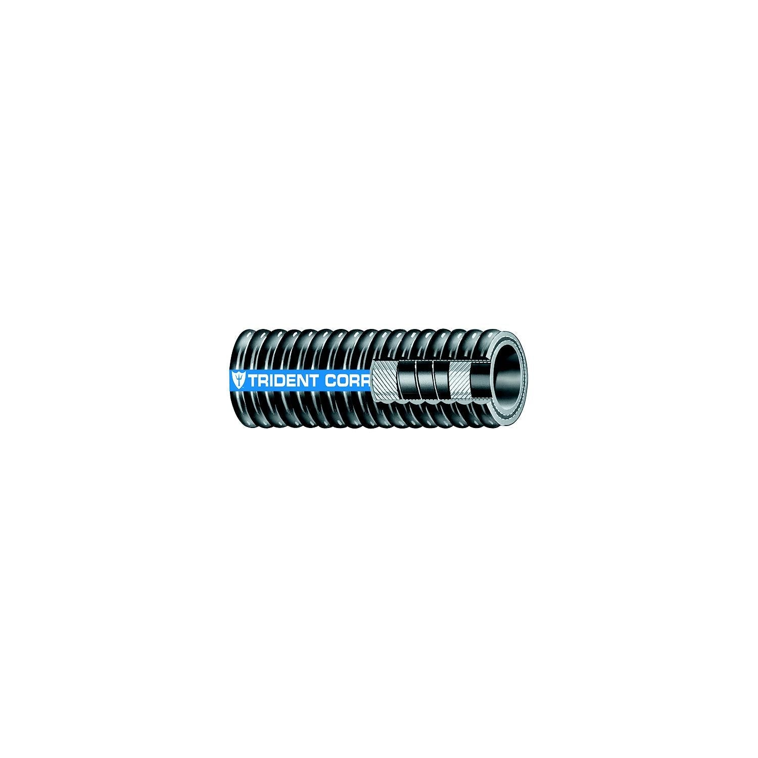 Trident Marine 252-1584 Trident Flex Corrugated Hardwall Exhaust Hose, 1-5/8" x 12.5'