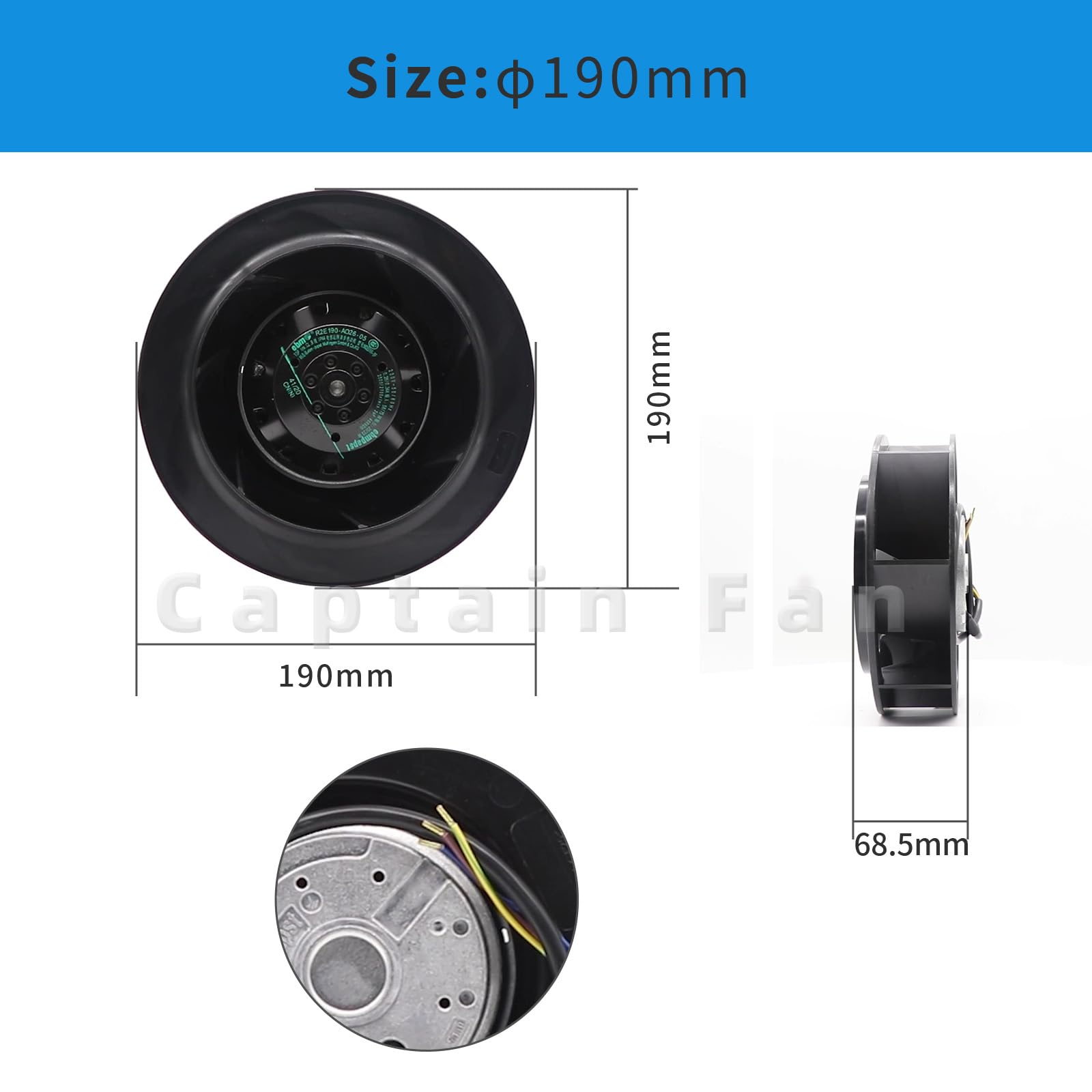 R2E190-AO26-05 Fan 0.26/0.34A 230VAC 58/75W Centrifugal Fan for Air Purifier - aloinfousa.com