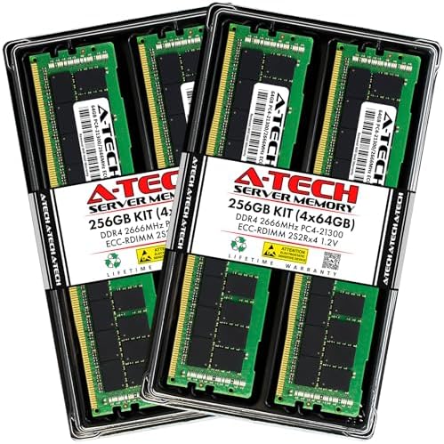 A-Tech 64GB Kit (2x32GB DDR4 2133MHz PC4-17000 ECC RDIMM 2Rx4 Dual Rank 1.2V ECC Registered DIMM 288-Pin Server & Workstation RAM Memory Upgrade Modules (A-Tech Enterprise Series