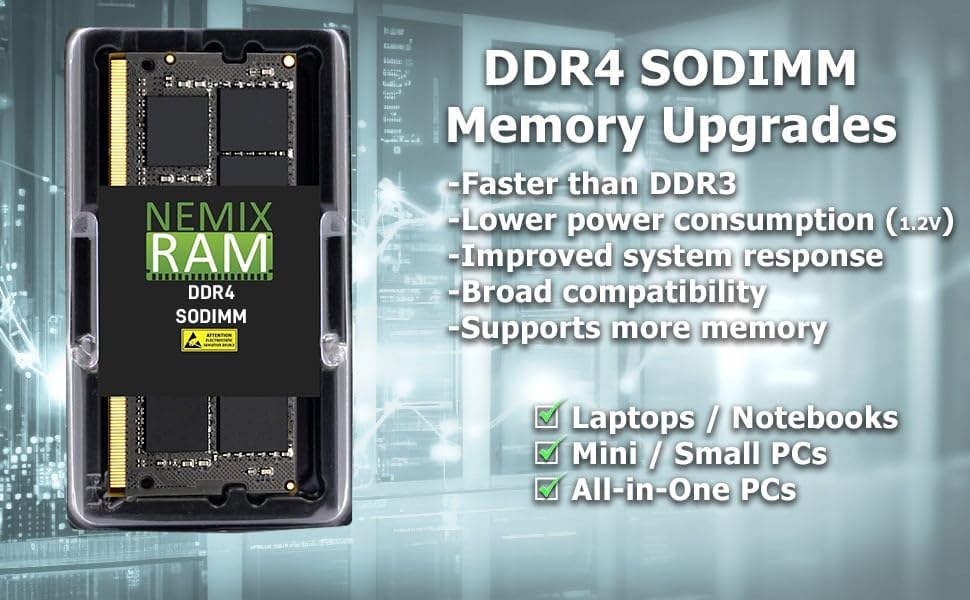 NEMIX RAM 16GB (1X16GB) DDR4 3200MHZ PC4-25600 2Rx8 1.2V CL22 260-PIN Non-ECC SODIMM Laptop PC Memory|B084YYGZXF