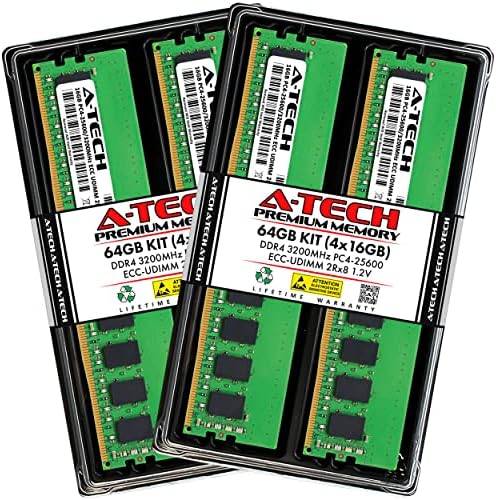 A-Tech Server 32GB Kit (2x16GB DDR4 2666MHz PC4-21300 ECC UDIMM 2Rx8 Dual Rank 1.2V ECC Unbuffered DIMM 288-Pin Server & Workstation RAM Memory Upgrade Modules (A-Tech Enterprise Series