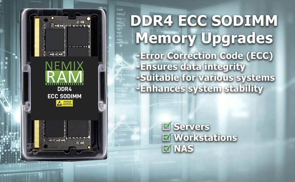 NEMIX RAM 64GB (2X32GB DDR4 2400MHZ PC4-19200 2Rx8 1.2V CL17 260-PIN ECC SODIMM KIT