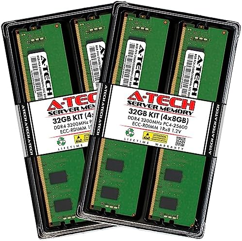 A-Tech 32GB Kit (2x16GB) DDR4 3200MHz PC4-25600 ECC RDIMM 2Rx8 Dual Rank 1.2V ECC Registered DIMM 288-Pin Server & Workstation RAM Memory Upgrade Modules (A-Tech Enterprise Series)|B0BPN6TWVB