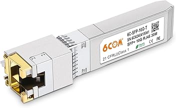 Image of 6COM 1.25G/2.5G/5G/10GBase-T SFP+ Transceiver, 10G SFP+ to RJ45 Copper Module, CAT.6a/7, up to 30 Meters, for Cisco SFP-10G-T-S, Ubiquiti uacc-cm-rj45-mg, D-Link, Supermicro, MikroTik S+RJ10 and More