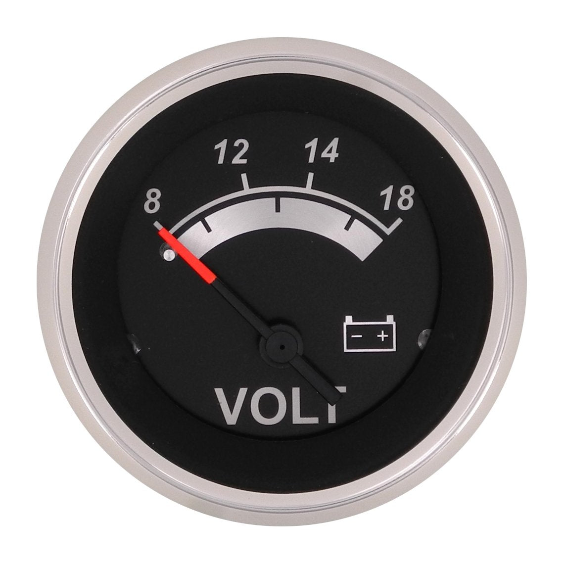 Sierra 67019P Black Sterling Series 2" SS 8-18 VDC Dial Range Voltmeter Gauge