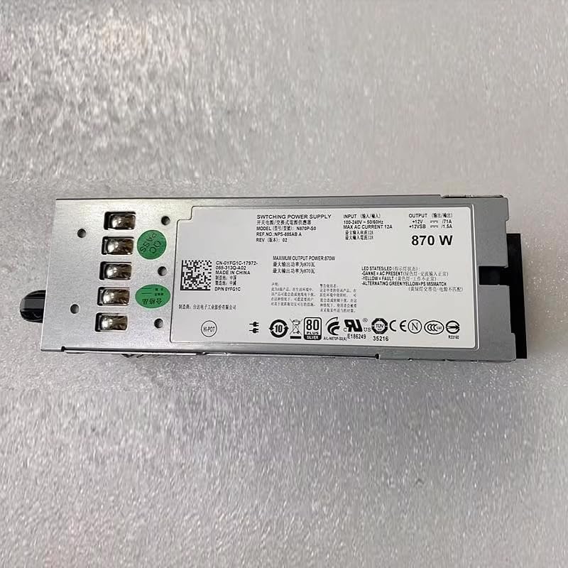 N870P-S0 A870P-00 0YFG1C 870W 12V 71A Original for R710 Server Power Supply NPS-885AB A YFG1C 7NVX8 07NVX8|B0DYNRQ4GG