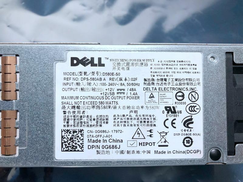 1PC Original 580W Power Supply F5XMD H371J G686J A580E-S0 D580E-S0 Fit for Dell T410