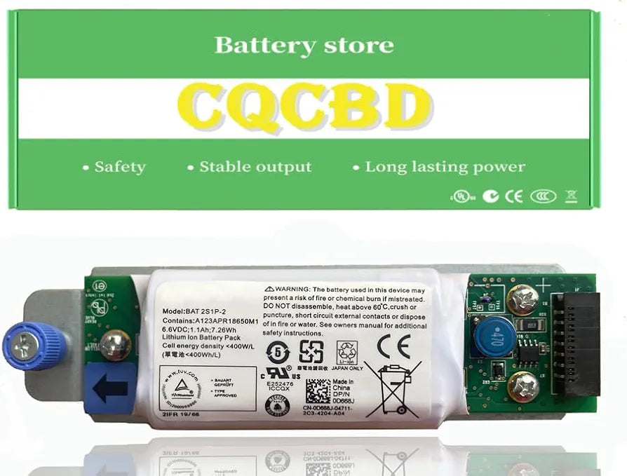 CQCQ BAT 2S1P-2 Battery for Dell Raid Controller PowerVault MD3200i MD3220i MD3220i 0D668J Series [6.6V 7.26Wh]