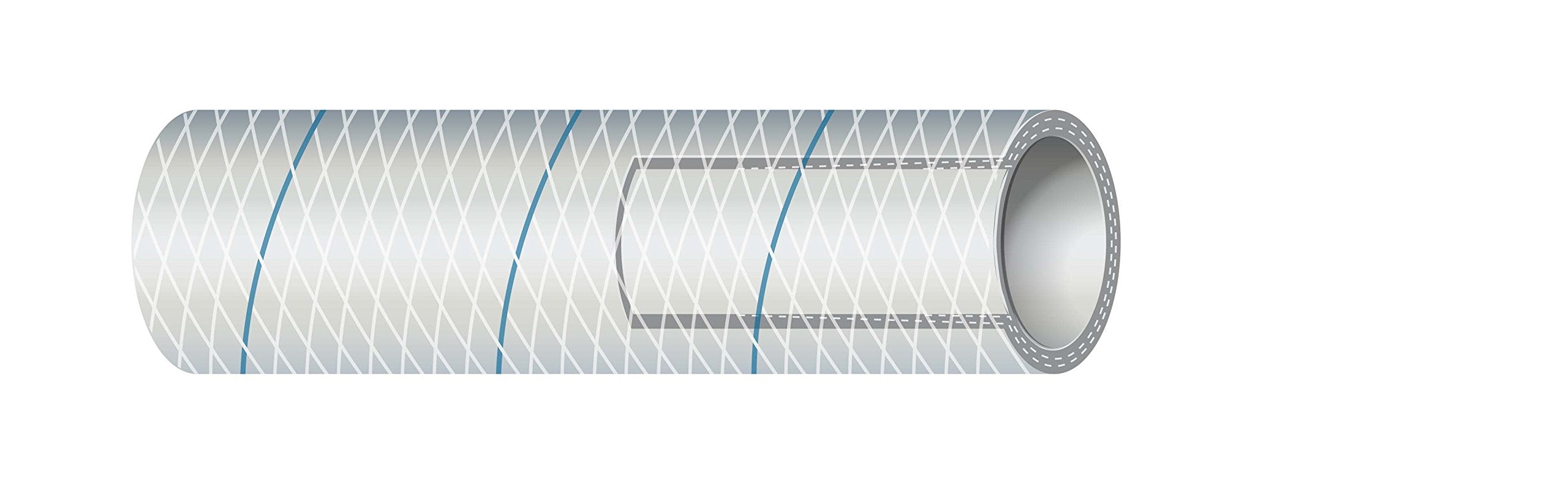 Shield 16-164-0346 Shields Marine Hose Clear Reinforced Series 164 PVC Tubing w/, Blue Tracer