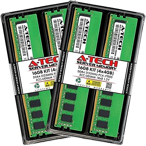 A-Tech Server 32GB Kit (2x16GB DDR4 2666MHz PC4-21300 ECC UDIMM 2Rx8 Dual Rank 1.2V ECC Unbuffered DIMM 288-Pin Server & Workstation RAM Memory Upgrade Modules (A-Tech Enterprise Series