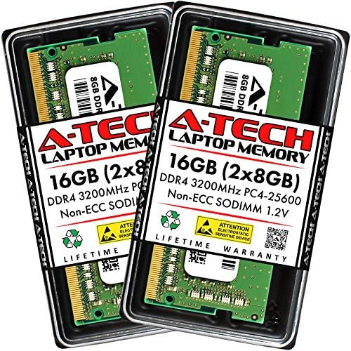 A-Tech 32GB (2x16GB) DDR4 3200 MHz SODIMM PC4-25600 (PC4-3200AA) CL22 Non-ECC Laptop RAM Memory Modules|B08KTRP13V