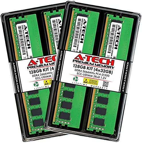 A-Tech Server 32GB Kit (2x16GB DDR4 2666MHz PC4-21300 ECC UDIMM 2Rx8 Dual Rank 1.2V ECC Unbuffered DIMM 288-Pin Server & Workstation RAM Memory Upgrade Modules (A-Tech Enterprise Series