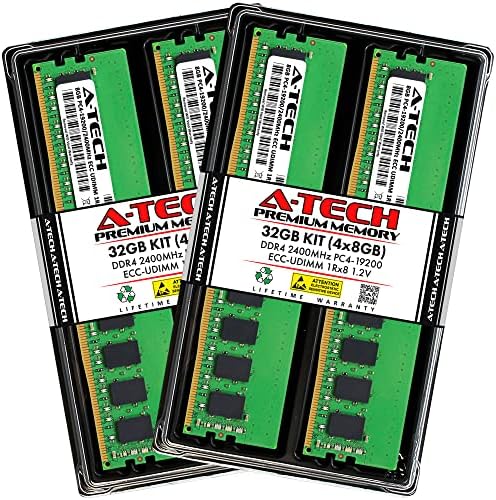 A-Tech Server 32GB Kit (2x16GB DDR4 2666MHz PC4-21300 ECC UDIMM 2Rx8 Dual Rank 1.2V ECC Unbuffered DIMM 288-Pin Server & Workstation RAM Memory Upgrade Modules (A-Tech Enterprise Series