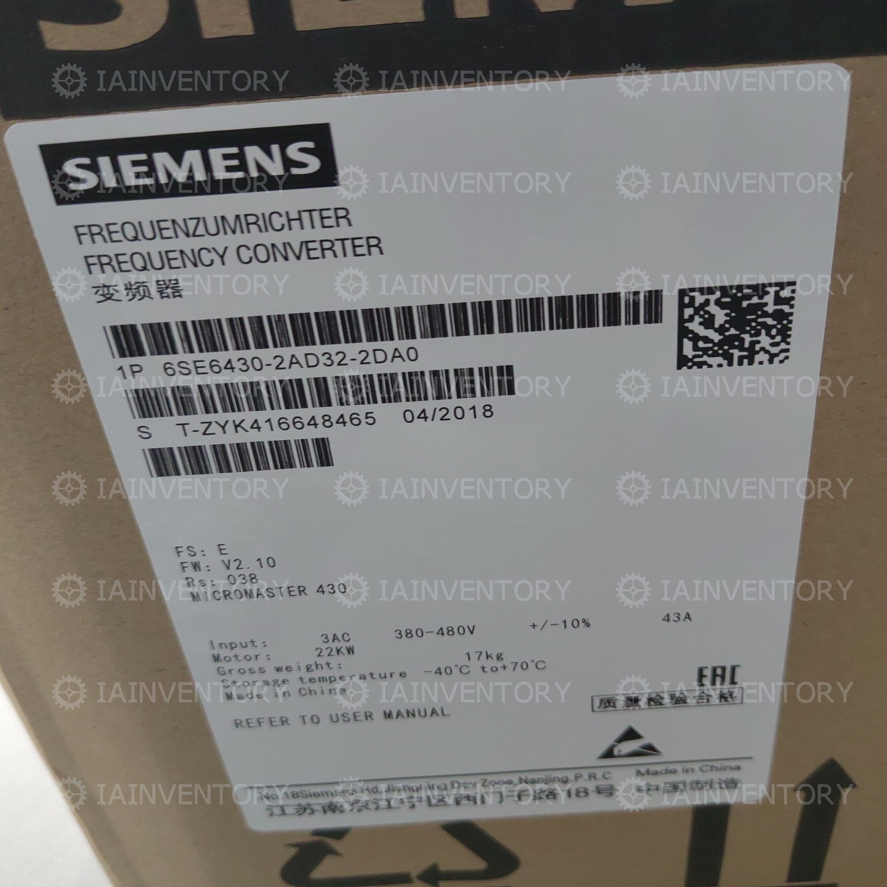 SIEMENS 6SE6430-2AD32-2DA0