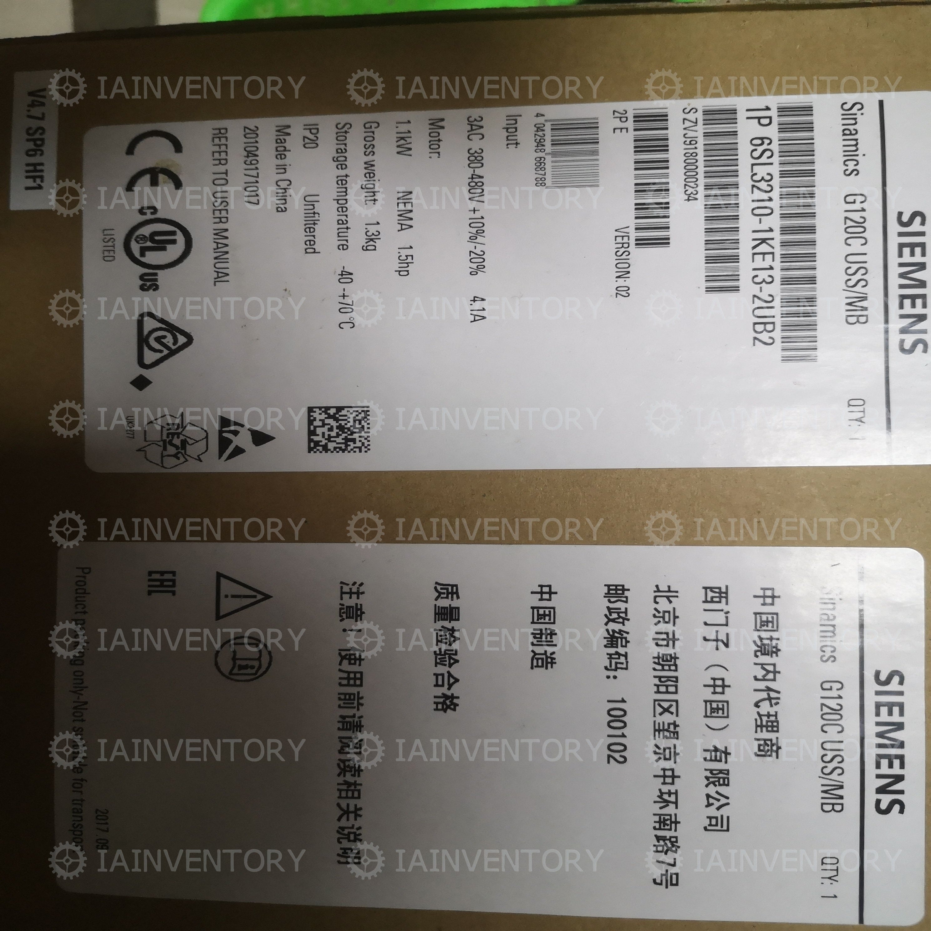 SIEMENS 6SL3210-1KE13-2UB2 6SL3 210-1KE13-2UB2