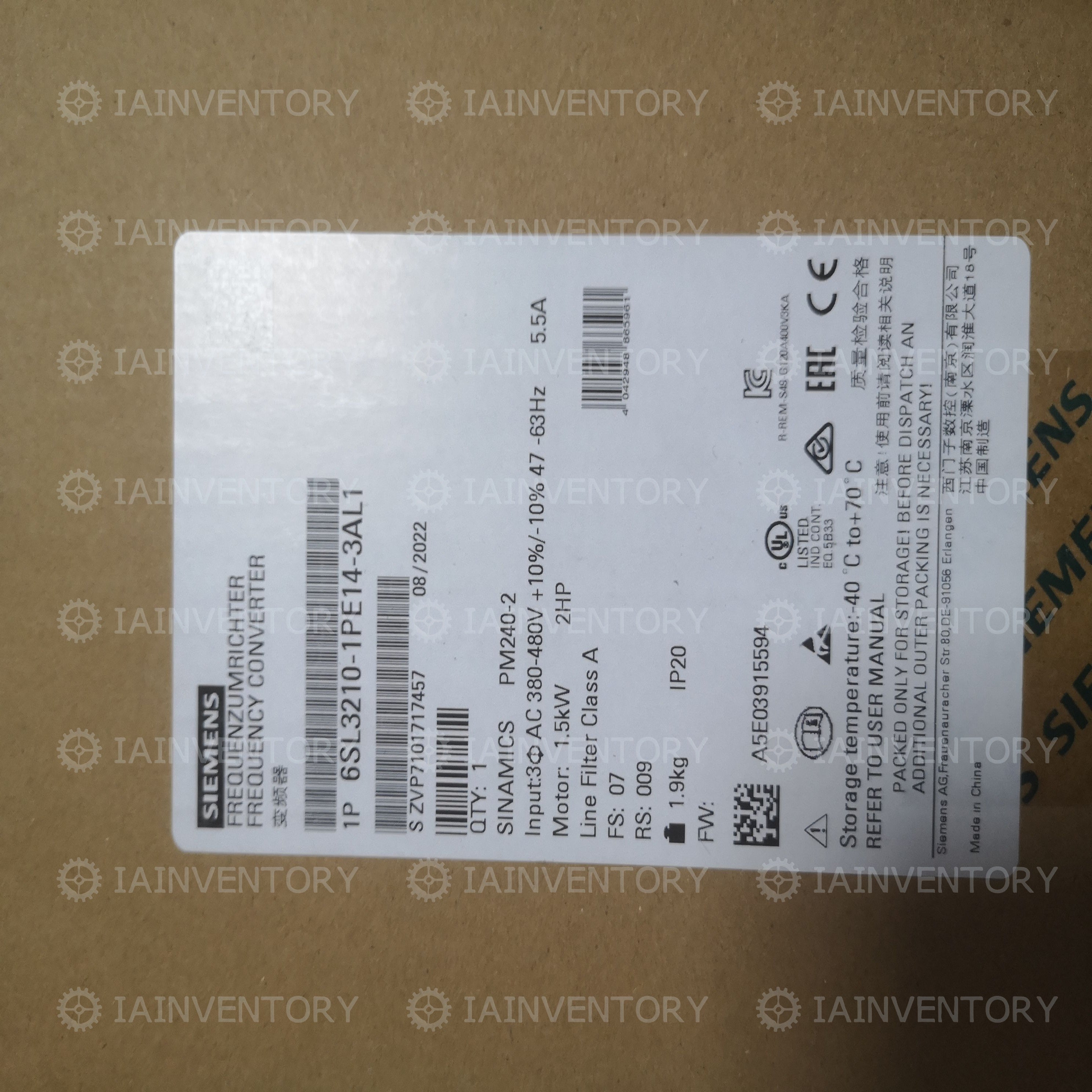 Siemens 6SL3210-1PE14-3AL1 SINAMICS 6SL3 210-1PE14-3AL1
