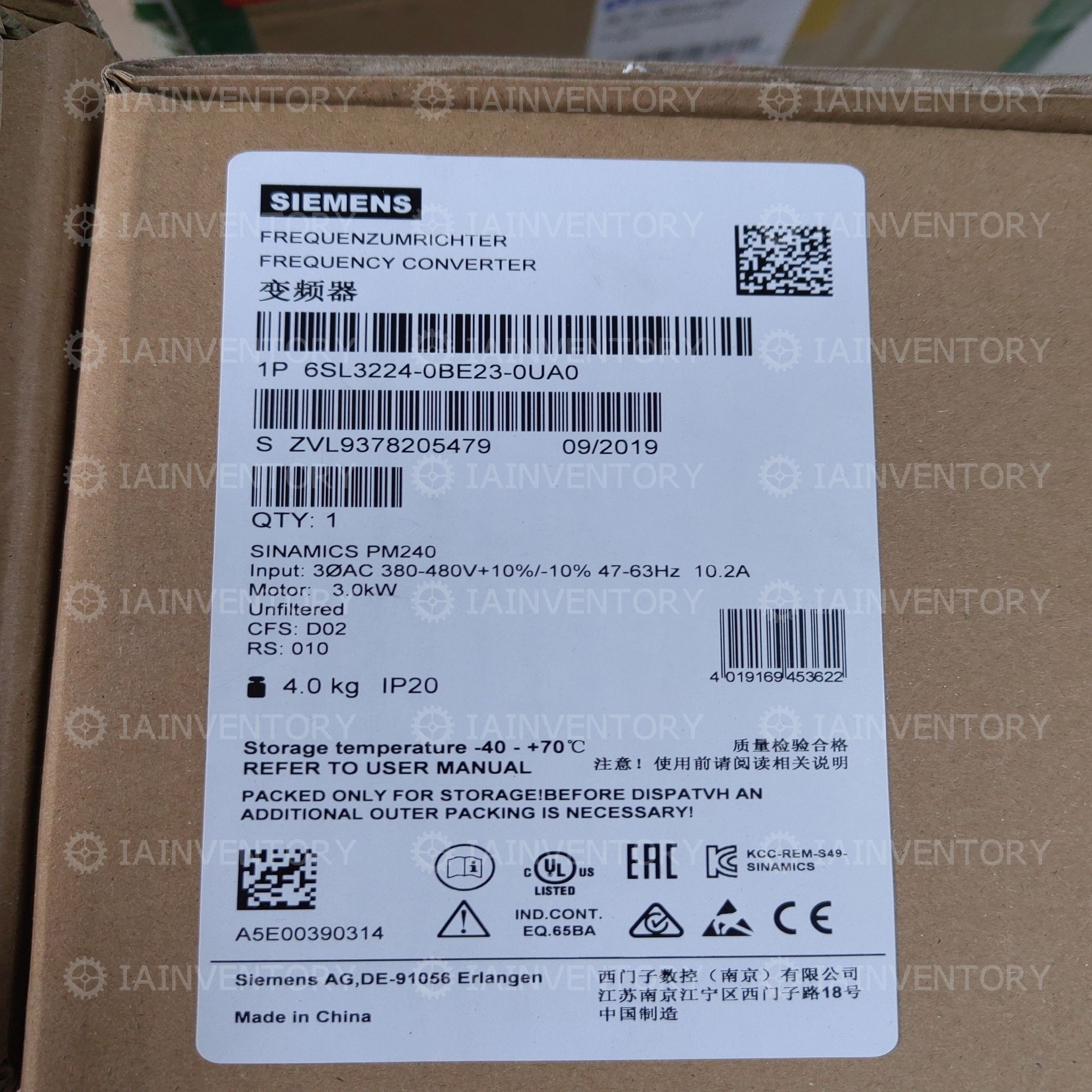 Siemens 6SL3224-0BE23-0UA0 6SL3 224-0BE23-0UA0