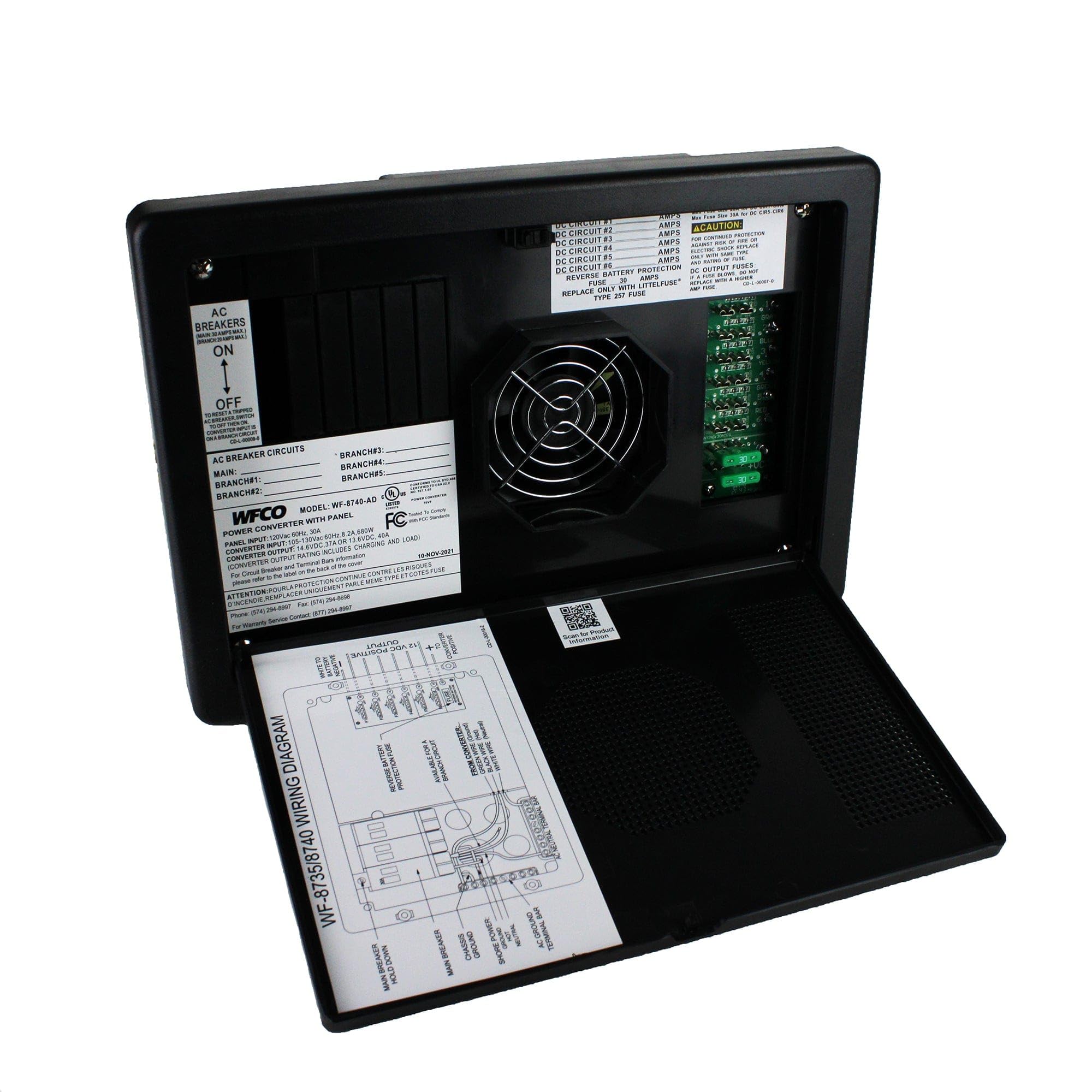 WFCO WF-8740-AD 8700 Series RV Battery Charger Power Center, 40 Amp