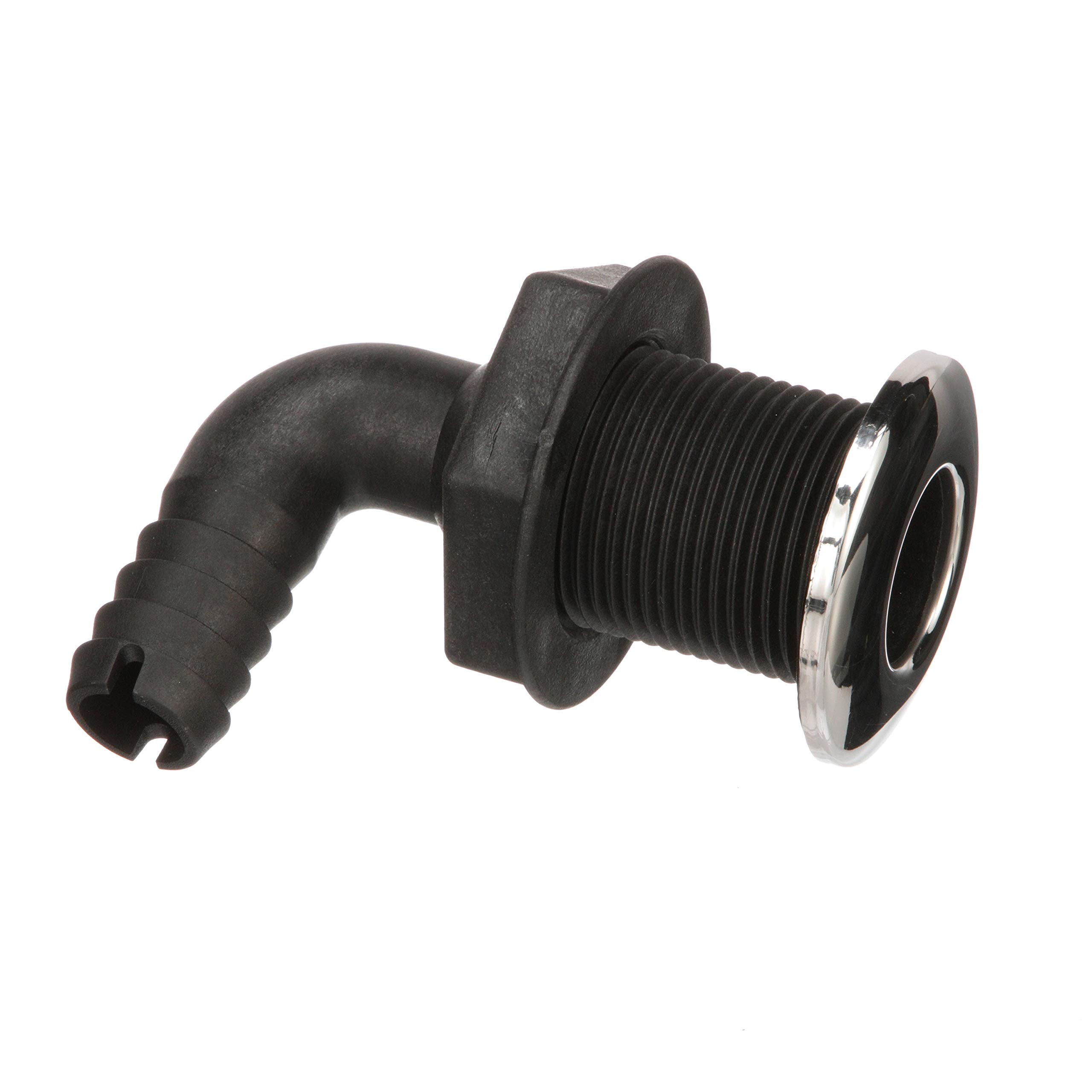Seachoice 50-18541 90-Degree Thru-Hull Connector, Fits 3/4 In. ID Hose, 1-3/8 In. Max Hull, White