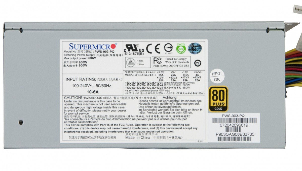 Supermicro Power Supply PWS-903-PQ PS/2 900W Multi-Output 80PLUS Gold Retail - aloinfousa.com