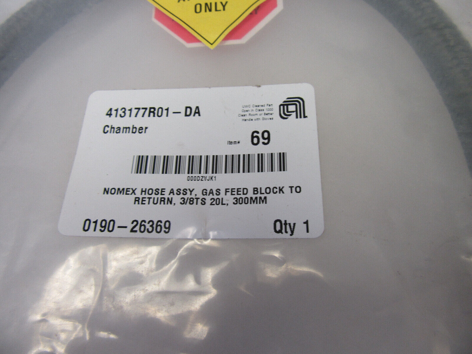 Applied Materials 0190-26369 Gas Feed Hose - Side View | Alo Tech Solutions