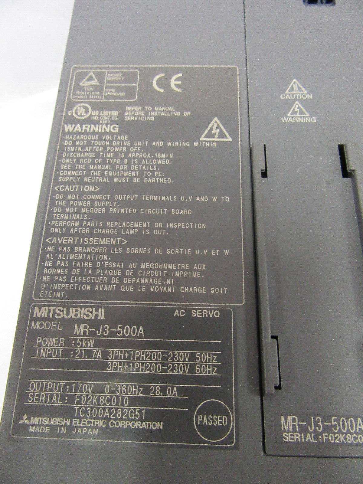 Mitsubishi MR-J3-500A Servo Driver - Rear Panel | Alo Tech Solutions