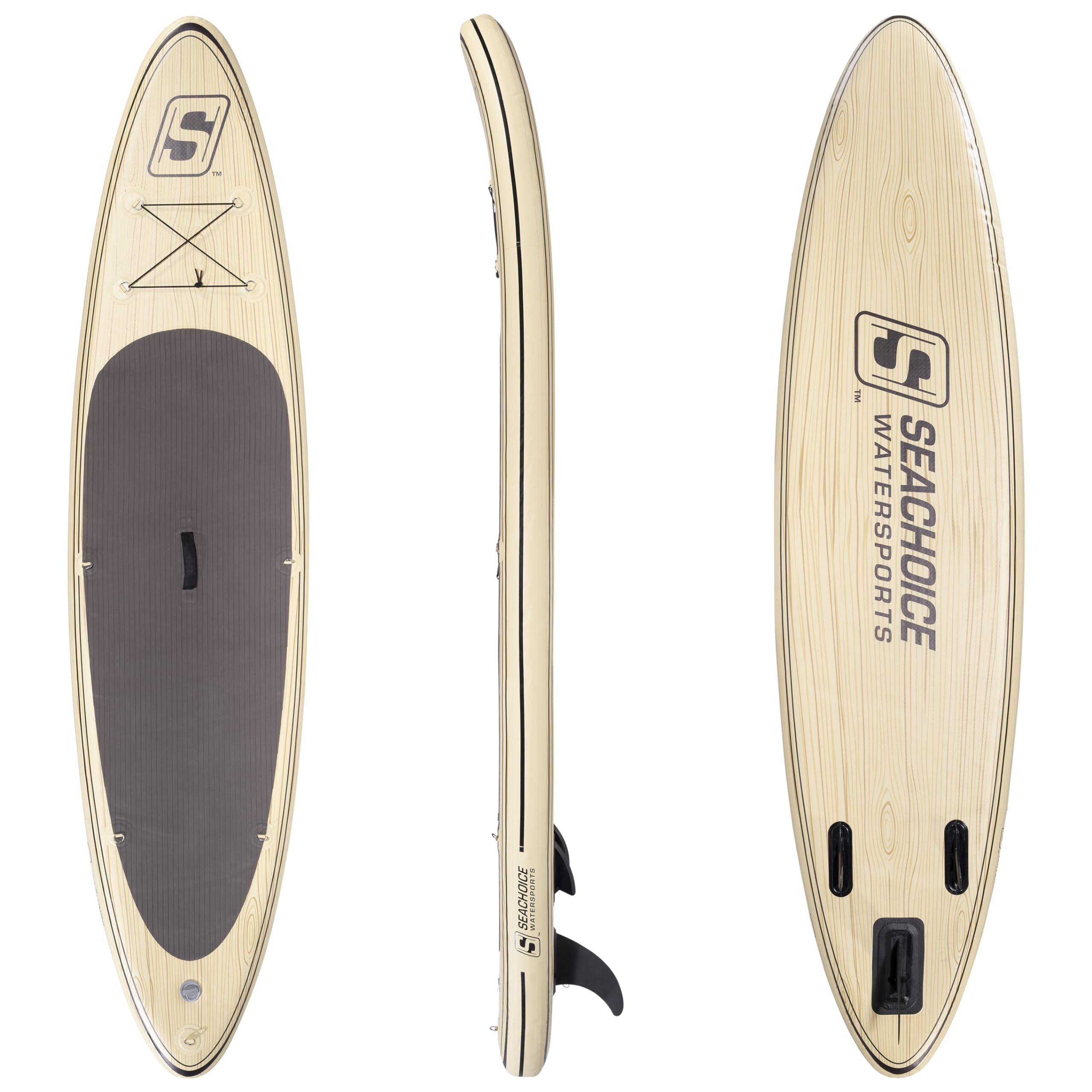 Seachoice 86949 10'6" Inflatable Stand-Up Paddle Board Kit Woodgrain Pattern