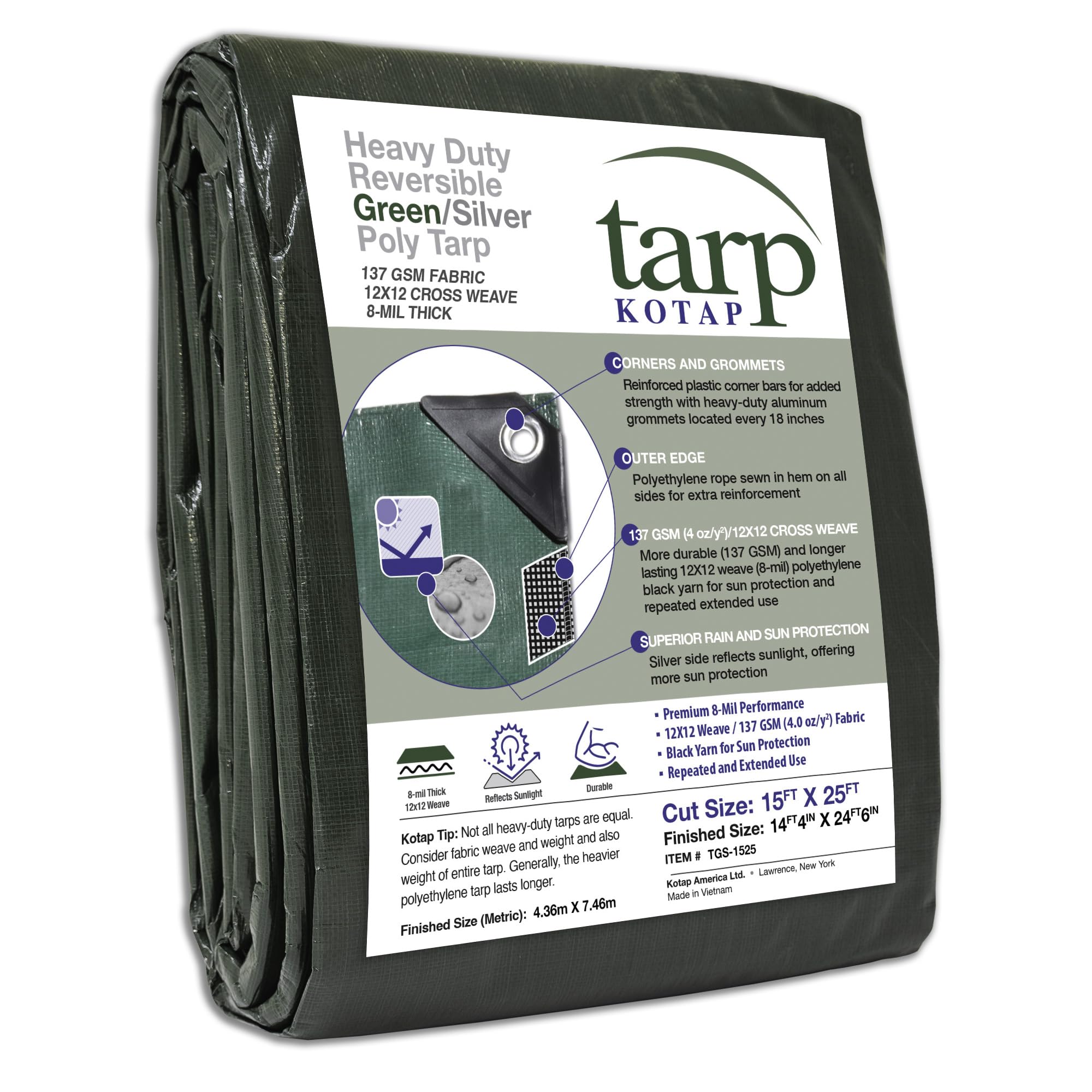 Seachoice TGS-1525 Tarp Green Poly 15' X 25'