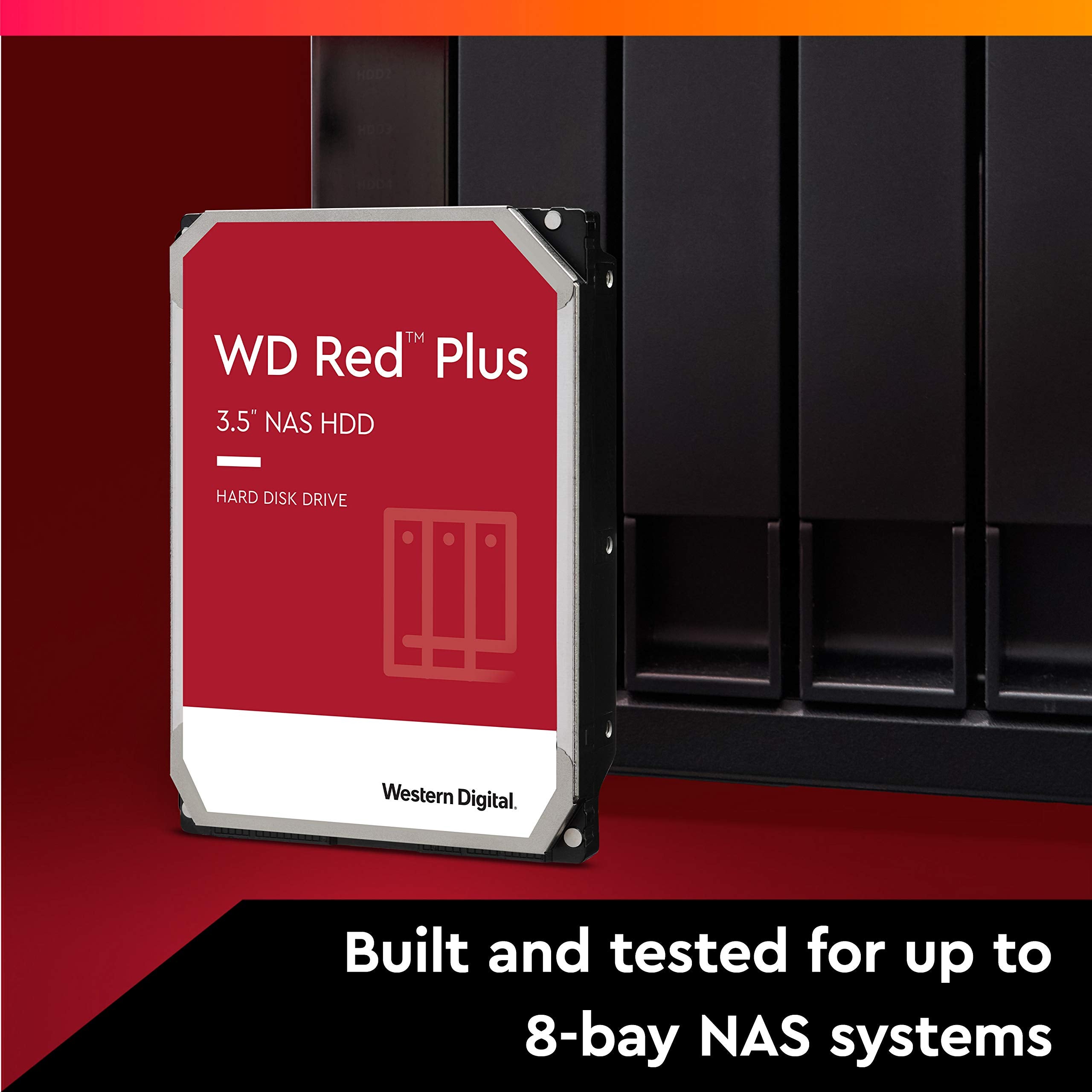 Western Digital 12TB WD Red Plus NAS Internal Hard Drive HDD - 5400 RPM, SATA 6 Gb/s, CMR, 256 MB Cache, 3.5" - WD120EFAX