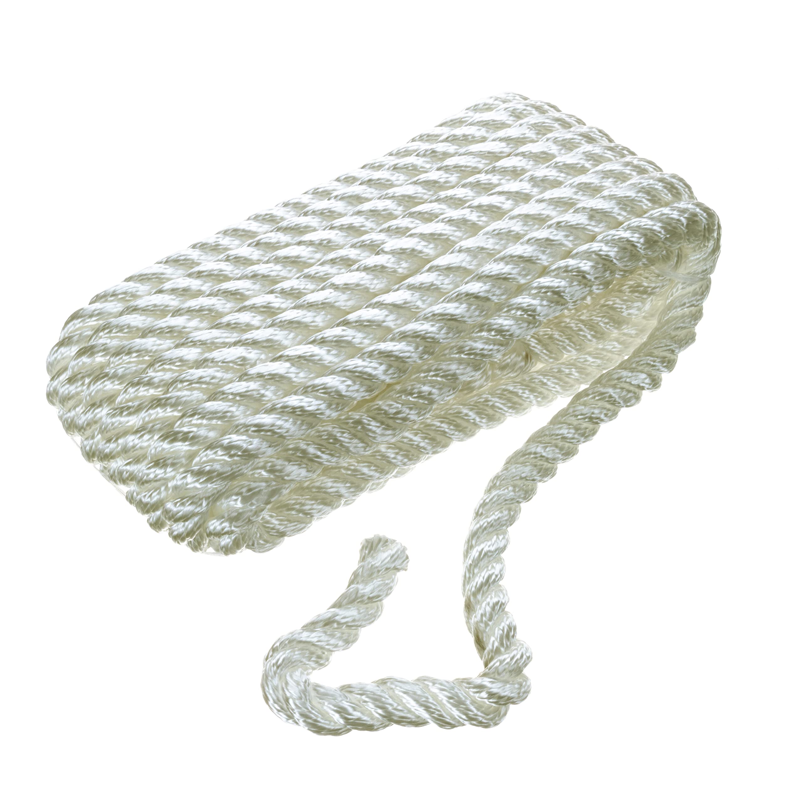 Seachoice 42621 3-Strand Twisted Nylon Dock Line, 5/8" x 35', White