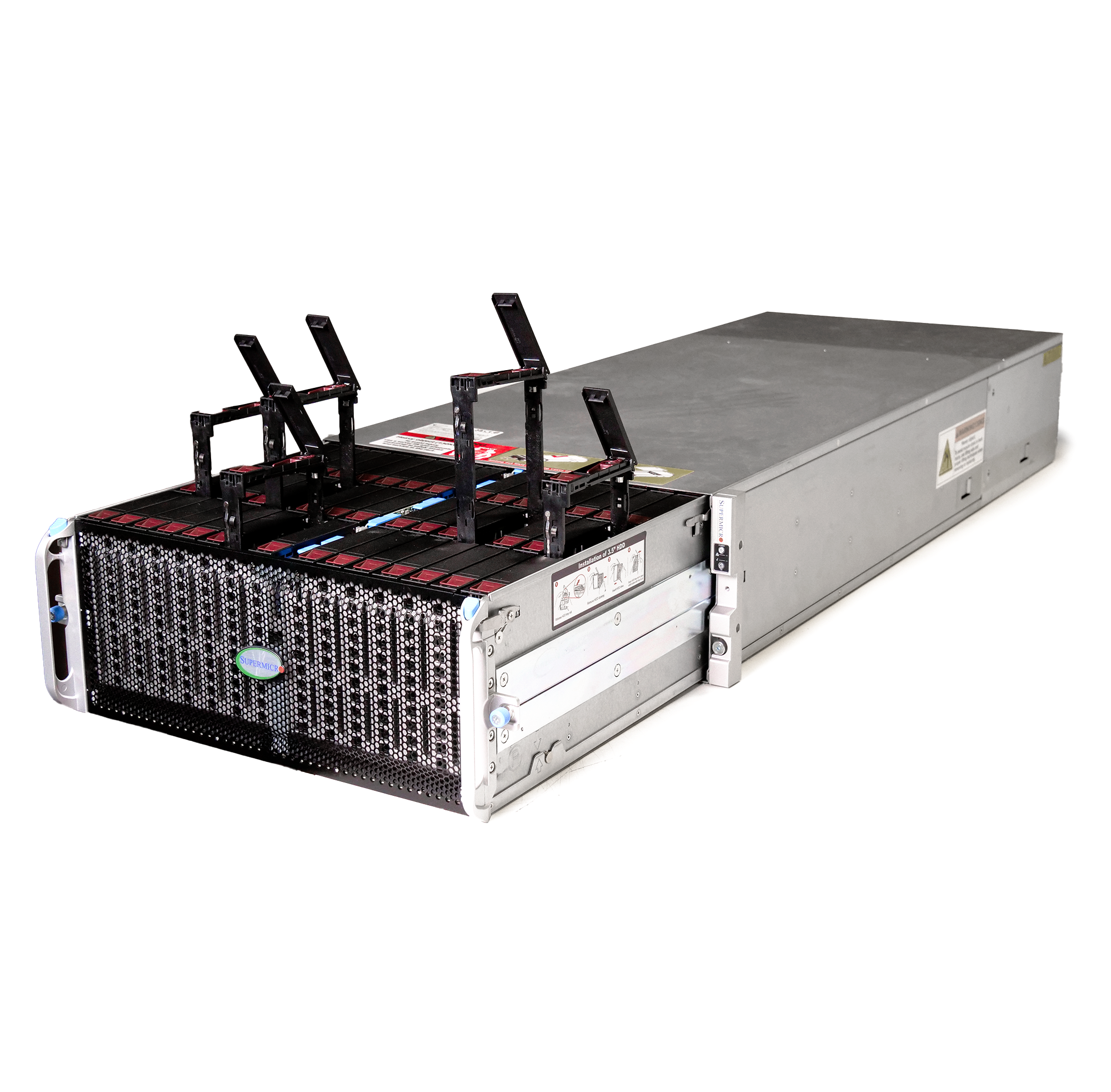 Supermicro SuperChassis 90-Bay Host Managed SMR SATA JBOD 4U Rackmount Front-Load Disk Shelf Storage Array 947HE1C-R2K05 | 90-Bay Data Center JBOD Enclosure | 1.8PB (Refurbished)