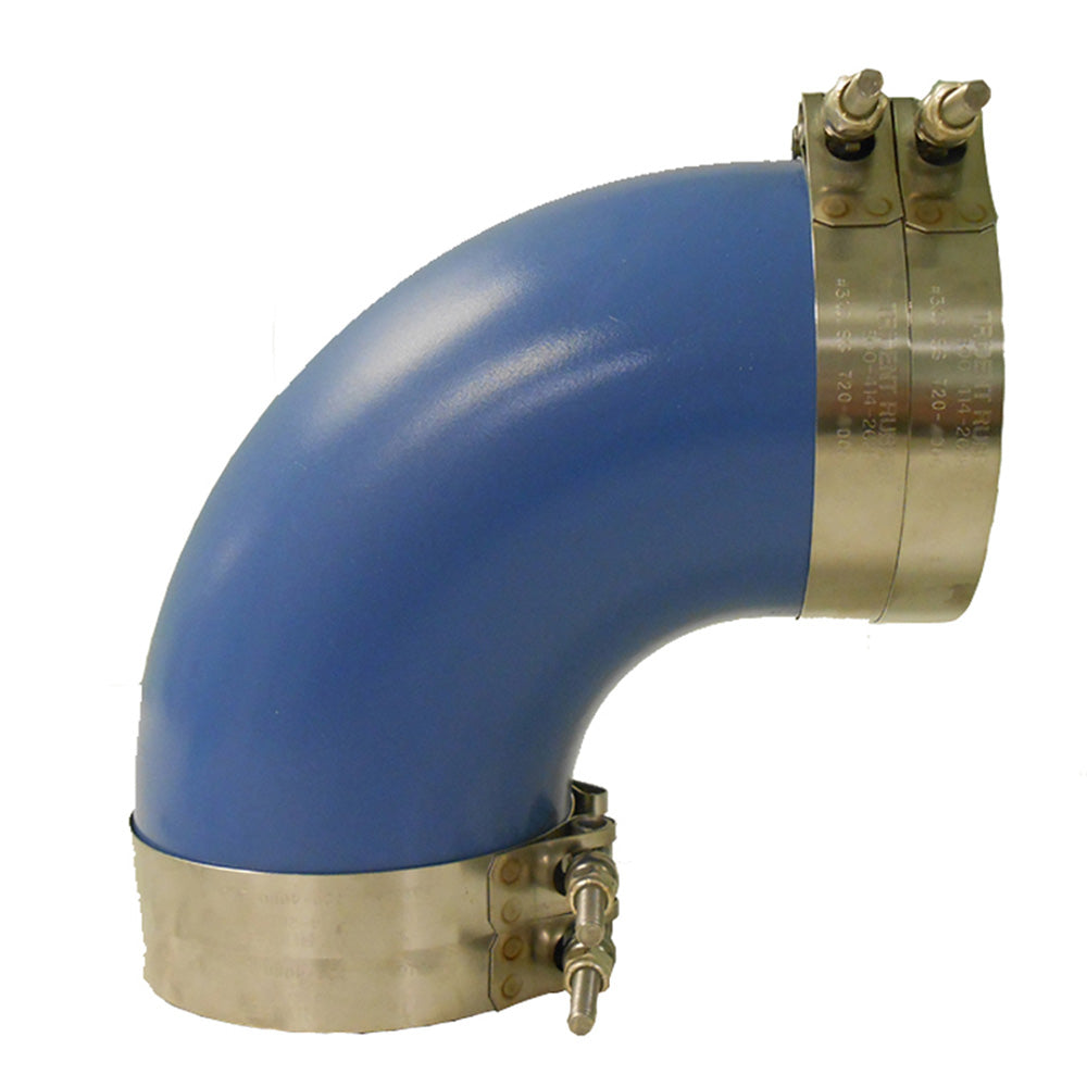Trident Marine 290V6000-S/S Trident Blue Silicone "VHT" 90 Degree Elbow w/T-Bolt, Clamps, 6"