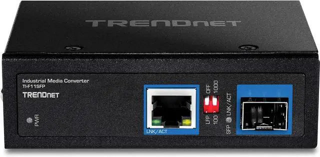 Alt view image 4 of 9 - TRENDnet Hardened Industrial 100/1000 Base-T To SFP Media Converter, DIN-Rail And Wall Mount Hardware Included, Multi Or Single Mode Fiber, Power Supply Sold Separately, Black, TI-F11SFP