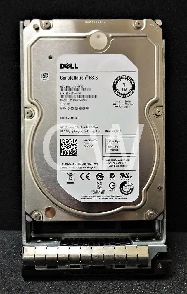 Alt view image 3 of 4 - LOT OF 10 - FNW88 ST1000NM0023 Dell 1TB 7.2K RPM 6Gbps 3.5" SAS HDD Hard Drive