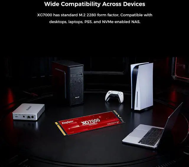 KingSpec XG 7000 4TB M.2 2280 PCIe Gen 4.0x4 NVME 1.4 Speed up to 7400MB/s Write Speed Up to 6600MB/s Internal Solid State Drive for PS5 PC Desktop Laptop Game-Player Non-Heatsink
